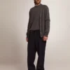 Herren-Strickjacke aus melierter grauer Baumwolle mit Logo auf der Rückseite