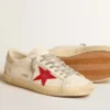 Herren-Super-Star aus Nappaleder mit rotem Stern und cremefarbener Lederlasche an der Ferse