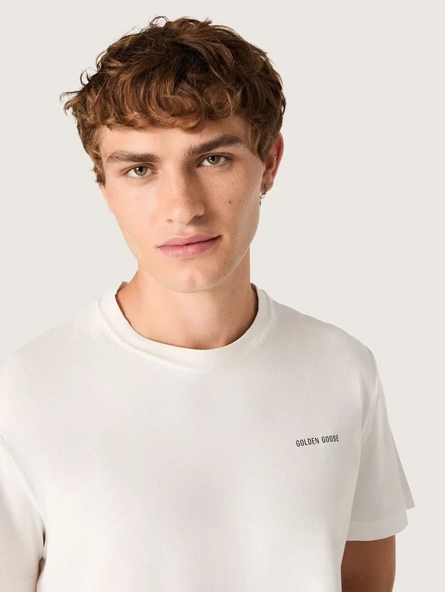 Herren-T-Shirt aus vintage-weißem Baumwolljersey