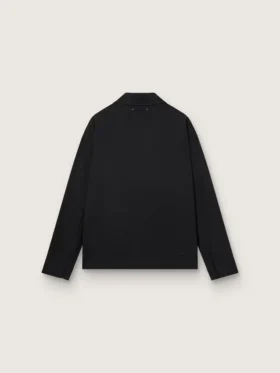 Herrenjacke mit Reißverschluss aus schwarzem Wollgabardine