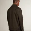 Herrenjacke mit Reißverschluss aus schwarzem Wollgabardine