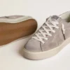 „Hi Star“-Sneaker für Damen aus beigem Wildleder mit laminiertem Lederstern und glitzernder Fersenlasche