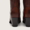 Hohe „Wish Star“-Stiefel für Damen aus braunem Leder mit Blumenstickerei