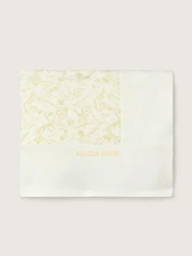 Journey Babydecke aus weißem Baumwollfleece mit pfirsichrosa Maskottchen-Print