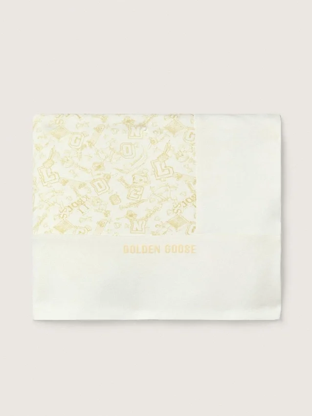 Journey Babydecke aus weißem Baumwollfleece mit pfirsichrosa Maskottchen-Print