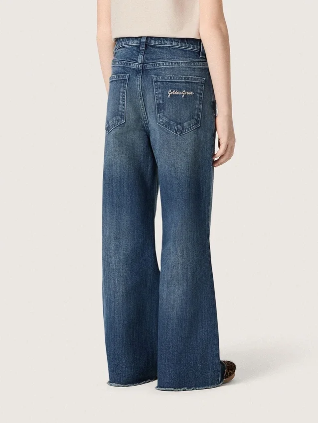 „Journey“-Bootcut-Jeans für Mädchen aus blauem Denim mit Strasssteinen im Farbverlauf
