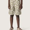 Journey Jungen-Shorts aus Baumwoll-Canvas mit grün-weißem Blumenprint