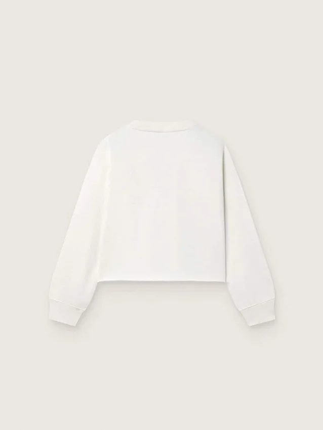 „Journey“-Mädchen-Sweatshirt aus weißer Baumwolle mit Kristallen und Logo