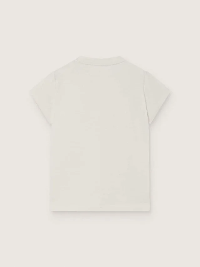 „Journey“-Mädchen-T-Shirt aus weißem Baumwolljersey mit silbernen Nieten