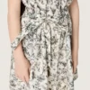 Journey-Mädchenkleid aus weißem Baumwoll-Canvas mit grünem Blumenprint