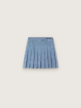 Journey-Minirock für Mädchen aus hellblauem Baumwoll-Chambray mit gesticktem Logo