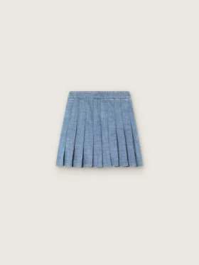 Journey-Minirock für Mädchen aus hellblauem Baumwoll-Chambray mit gesticktem Logo