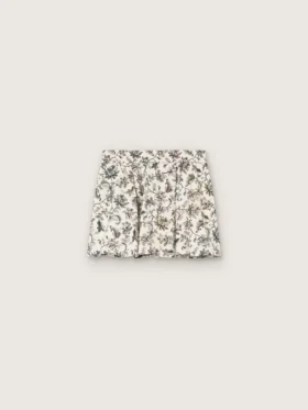 „Journey“-Minirock für Mädchen aus weißem Baumwoll-Canvas mit grünem Blumenprint