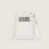 Journey Unisex-Sweatshirt aus weißer Baumwollmischung mit Doodle-Print