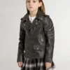 Jungen-Bikerjacke aus Leder im Used-Look