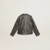 Jungen-Bikerjacke aus Leder im Used-Look