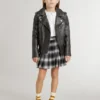 Jungen-Bikerjacke aus Leder im Used-Look