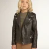 Jungen-Bikerjacke aus Leder im Used-Look