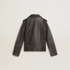 Jungen-Bikerjacke aus Leder im Used-Look