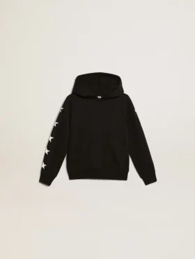 Jungen-Kapuzen-Sweatshirt in Schwarz mit kontrastierenden weißen Sternen
