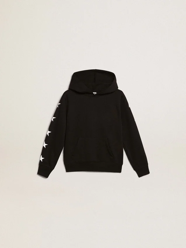 Jungen-Kapuzen-Sweatshirt in Schwarz mit kontrastierenden weißen Sternen