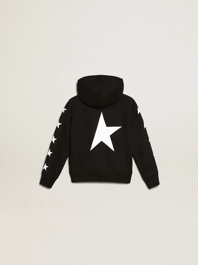 Jungen-Kapuzen-Sweatshirt in Schwarz mit kontrastierenden weißen Sternen