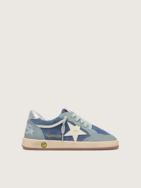 Junior Ball Star in Hellblau und Denimblau aus Wildleder mit weißem Lederstern