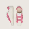 Junior Old School aus cremefarbenem Leder mit rosa Wildlederstern und Einsätzen