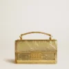 Kleine Venezia-Tasche aus goldfarbenem Metallic-Leder mit goldenen Details