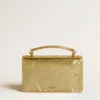 Kleine Venezia-Tasche aus goldfarbenem Metallic-Leder mit goldenen Details