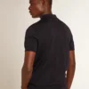Kurzärmeliges Herren-Poloshirt aus marineblauer Merinowolle