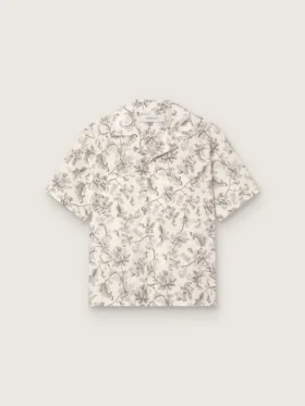 Kurzärmeliges Herrenhemd aus Baumwolle mit schwarz-weißem Blumenprint