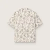 Kurzärmeliges Herrenhemd aus Baumwolle mit schwarz-weißem Blumenprint
