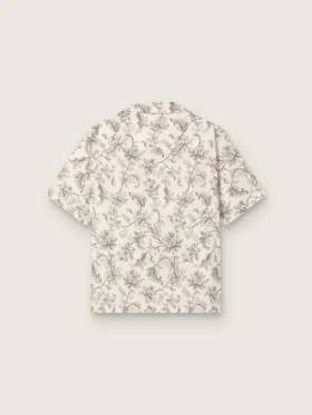 Kurzärmeliges Herrenhemd aus Baumwolle mit schwarz-weißem Blumenprint