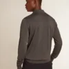 Langärmliges Herren-Poloshirt aus grauer Merinowolle