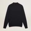 Langärmliges Herren-Poloshirt aus marineblauer Merinowolle
