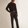 Langärmliges Herren-Poloshirt aus schwarzer Merinowolle