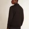 Langärmliges Herren-Poloshirt aus schwarzer Merinowolle