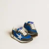 Marathon Junior aus blauem Nylon mit aufgedrucktem Stern und Fersenlasche aus Leder