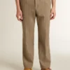 Maßgeschneiderte Hose aus sandfarbener Leinenmischung mit Chevron-Muster