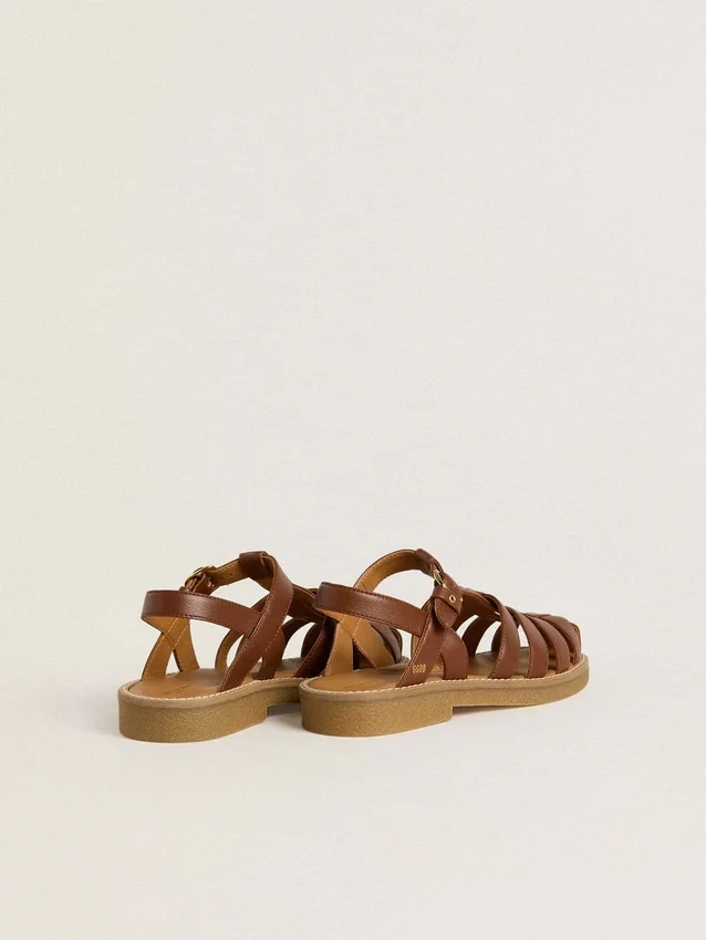 Maxime Junior-Sandalen aus braunem Leder