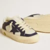 May Young aus weißem und blauem Leder mit Lederstern und Fersenlasche