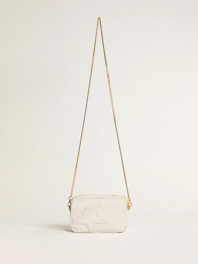 Mini Star Bag aus butterweißem Leder mit Ton-in-Ton-Stern