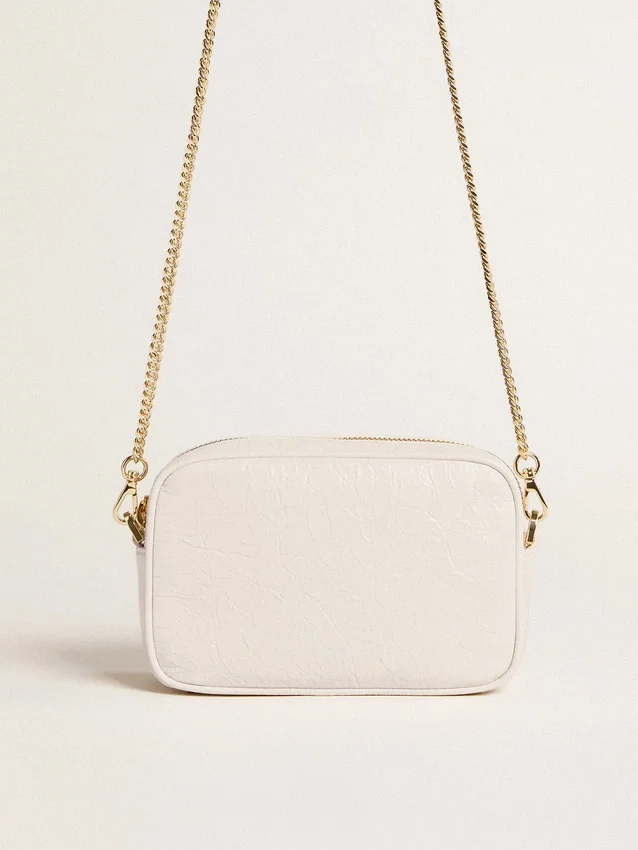 Mini Star Bag aus butterweißem Leder mit Ton-in-Ton-Stern
