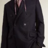 Mitternachtsblauer Herren-Blazer aus Wolle mit Zweireiher-Schluss