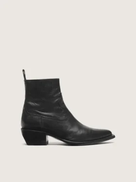 Niedrige „Debbie“-Herrenstiefel aus schwarzem Leder
