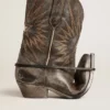 Niedrige „Wish Star“-Damenstiefel aus schwarzem Leder mit silbernem Stern