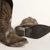 Niedrige „Wish Star“-Damenstiefel aus schwarzem Leder mit silbernem Stern