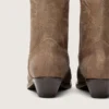 Niedrige „Wish Star“-Stiefel für Damen aus grauem Wildleder mit Sternstickerei