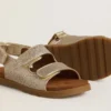 Noa Young Sandalen aus Mikroglitzer- und Platinleder